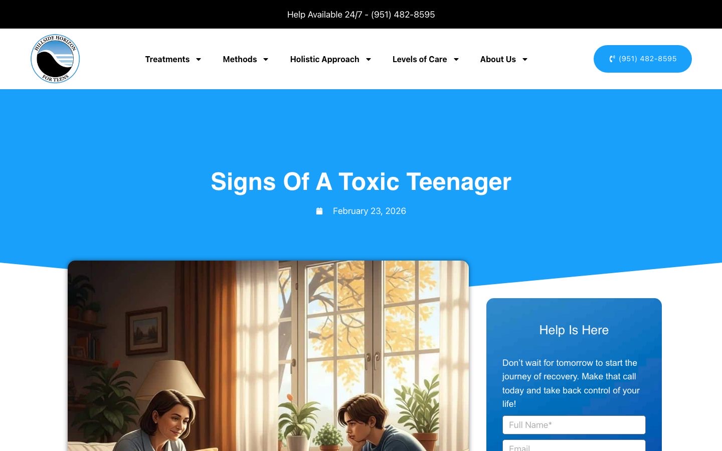 Signs of a toxic teenager blog post on Hillside Horizon